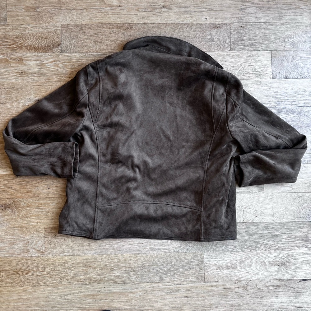 Suede-like Brown Biker Jacket - Picture 5 of 6